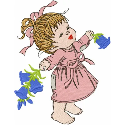 Girl Summer Time Embroidery - Sweet Baby Design File