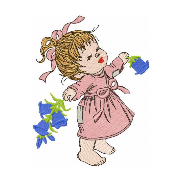 Girl summer time embroidery design - Embroidery Design