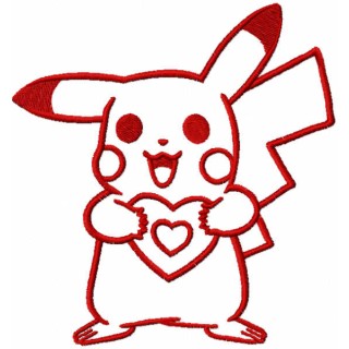 Pokemon with heart one colored embroidery design - Embroidery Design