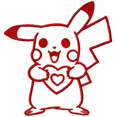 Pokemon with heart one colored embroidery design - Embroidery Design