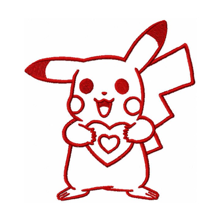 Pokemon with heart one colored embroidery design - Embroidery Design