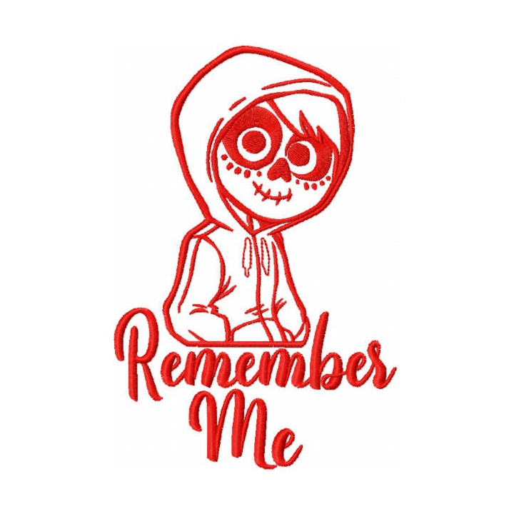 Remember me miguel one colored embroidery design - Embroidery Design
