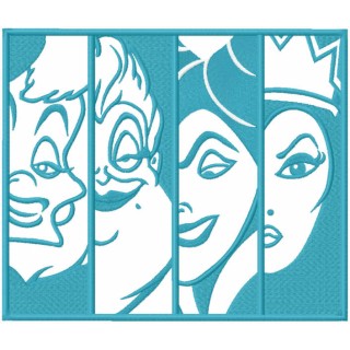 Villains friends one colored embroidery design - Embroidery Design