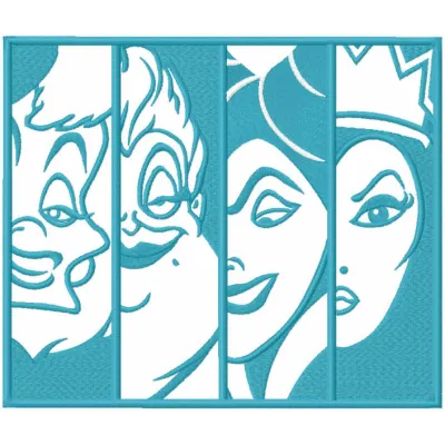 Villains friends one colored embroidery design - Embroidery Design