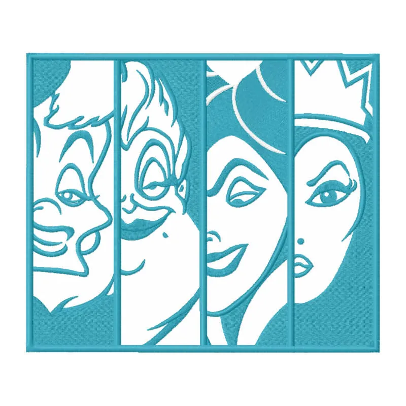 Villains friends one colored embroidery design - Embroidery Design