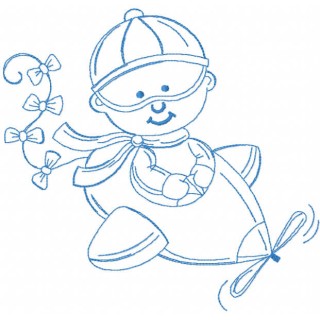 Boy pilot one colored embroidery design - Embroidery Design
