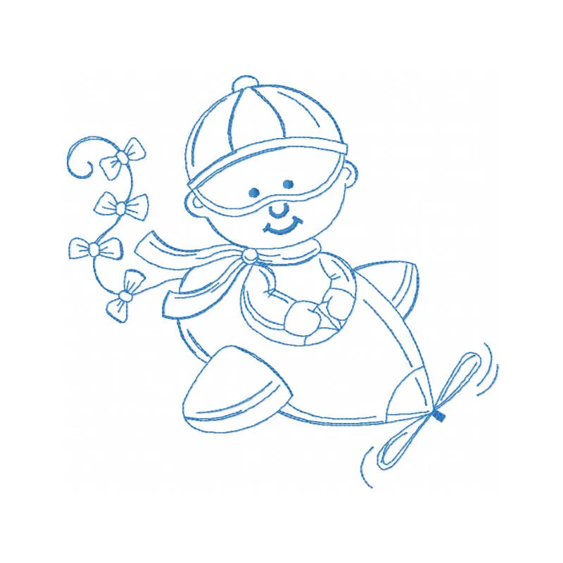 Boy Pilot Embroidery Design - Sweet Aviation Theme