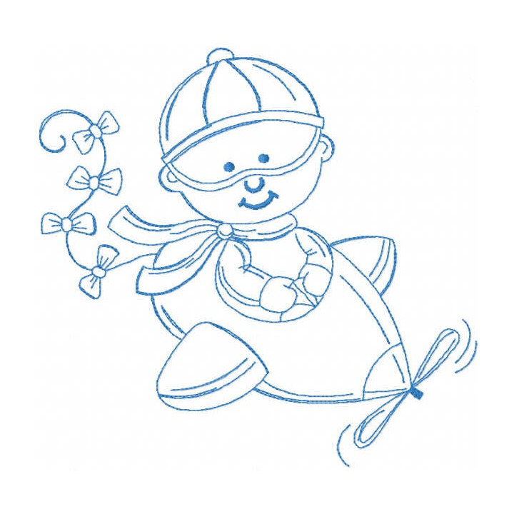 Boy pilot one colored embroidery design - Embroidery Design