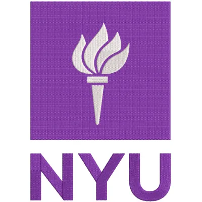 New York University logo embroidery design featuring the university's iconic colors and emblem.
