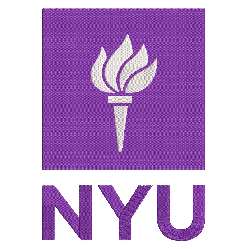 New York University logo embroidery design featuring the university's iconic colors and emblem.