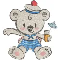 Teddy Bear Sipping Juice Stitching Pattern