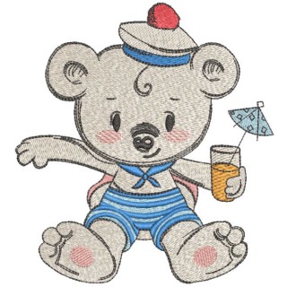 Teddy bear drinks juice embroidery design - Embroidery Design