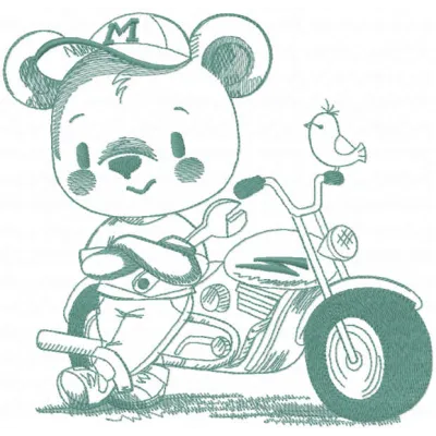 Motorcycle Teddy Bear Stitching Pattern for Crafters