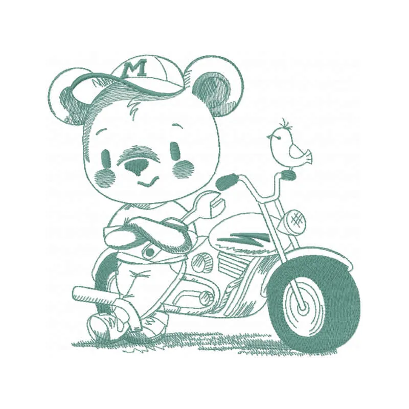 Motorcycle Teddy Bear Stitching Pattern for Crafters