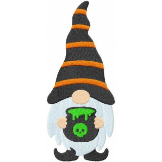 Halloween dwarf with magic pot embroidery design - Embroidery Design