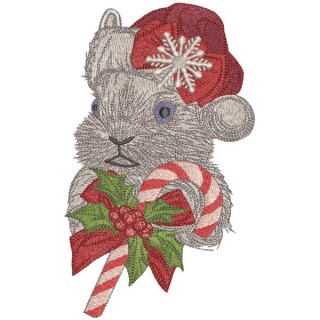 Rabbit with candy cane embroidery design - Embroidery Design