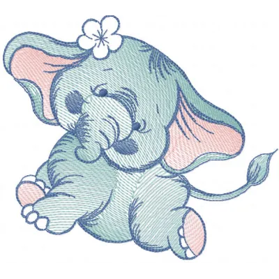 Tattered Dancing Elephant Stitching Pattern