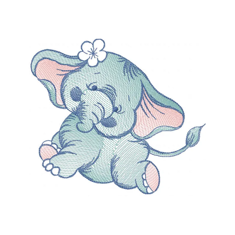 Tattered Dancing Elephant Stitching Pattern