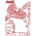 Santa Enjoying Coca Cola Redwork Stitching Pattern