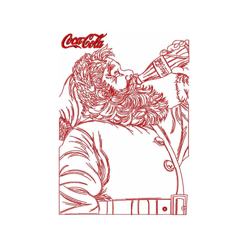 Santa Enjoying Coca Cola Redwork Stitching Pattern