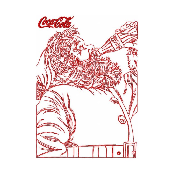 Santa drink coca cola redwork embroidery design - Embroidery Design