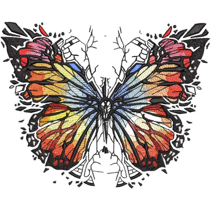 Broken glass butterfly embroidery design - Embroidery Design