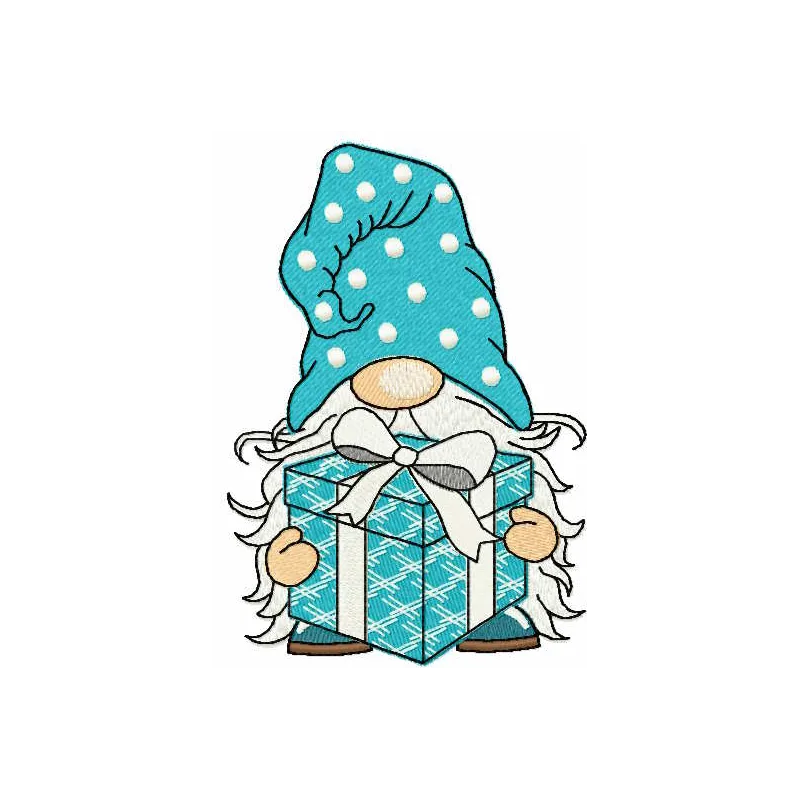 Charming Gnome with Gift Box Stitching Pattern