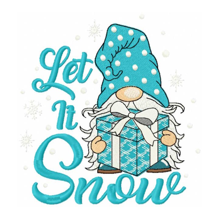 Let it snow gnome embroidery design - Embroidery Design