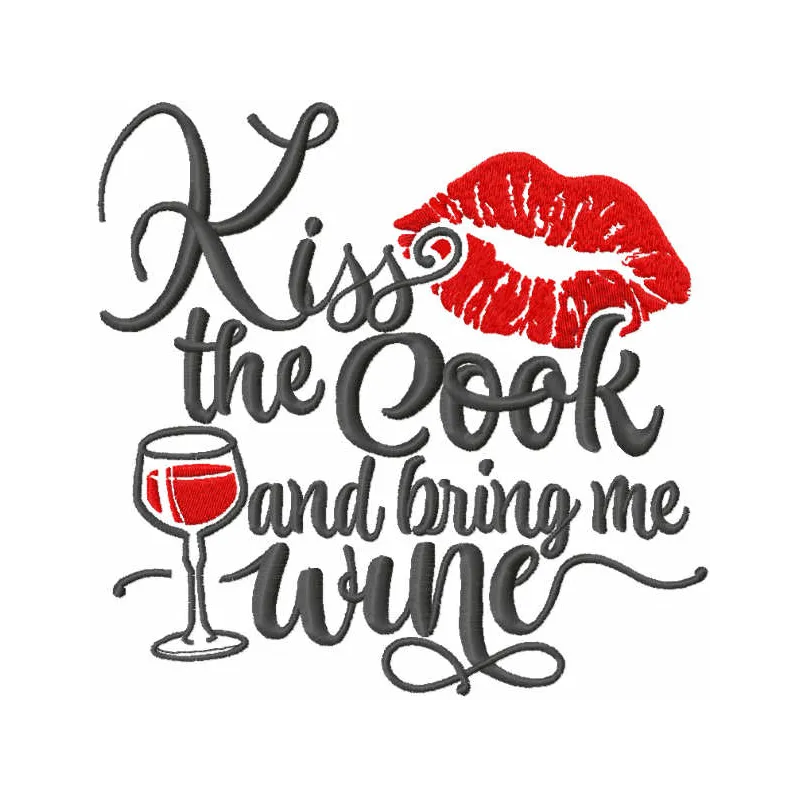 Kiss the Cook Wine Lover Stitching Pattern