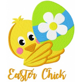 Baby chick holding painted easter egg embroidery design - Embroidery Design