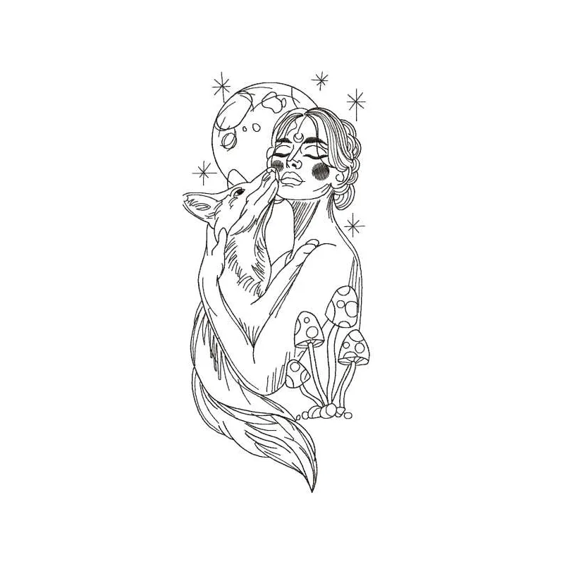 Woman with Fox Stitching Pattern | Symbolic Design