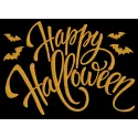 Happy Halloween Gold Lettering Stitching Pattern