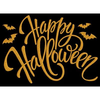 Happy Halloween Gold Lettering Stitching Pattern