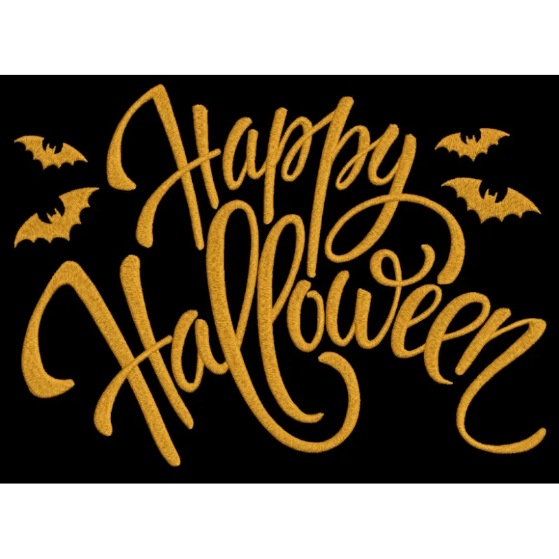 Happy Halloween Gold Lettering Stitching Pattern