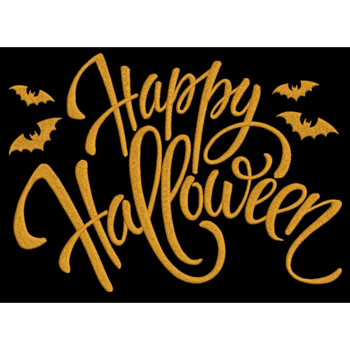 Happy Halloween gold inscription embroidery design - Embroidery Design