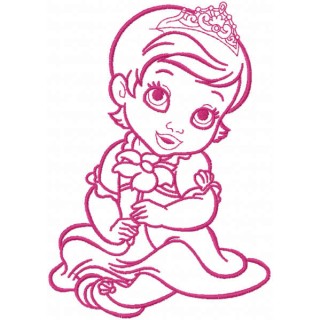 Princess with flower one colored embroidery design - Embroidery Design