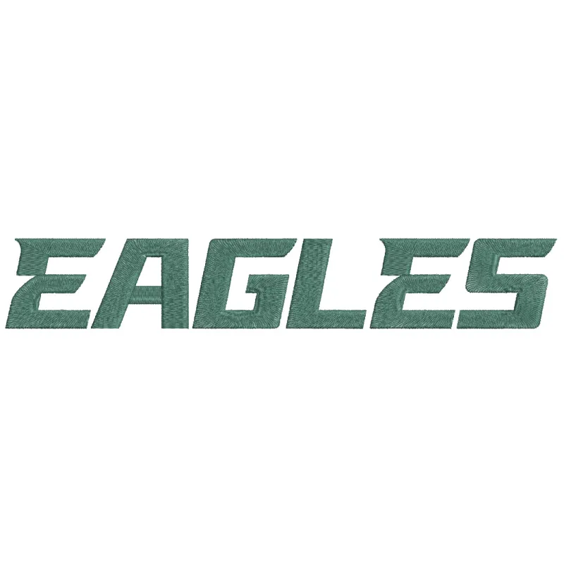 Philadelphia Eagles logo wordmark embroidery design featuring the team name in bold, stylized lettering.