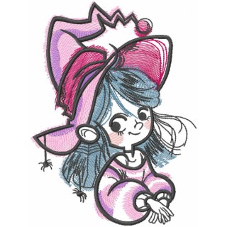 Tattered halloween witch embroidery design - Embroidery Design
