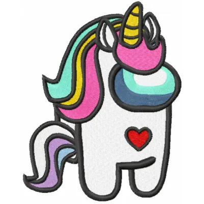Among Us Unicorn Embroidery Design - Magical Space Crew