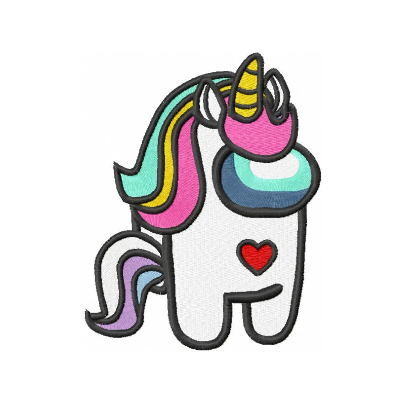 Among Us Unicorn Embroidery Design - Magical Space Crew
