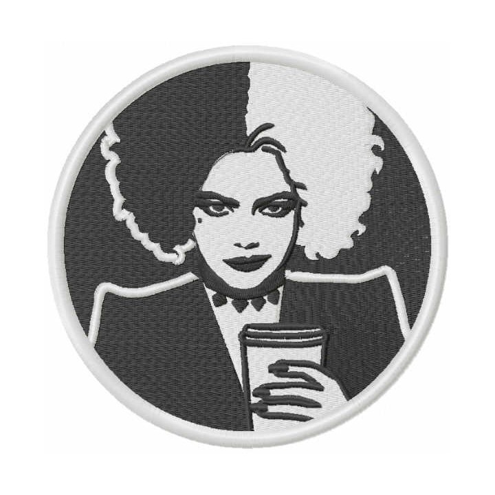Cruella black and white embroidery design - Embroidery Design
