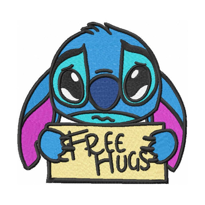 Stitch free hugs embroidery design - Embroidery Design