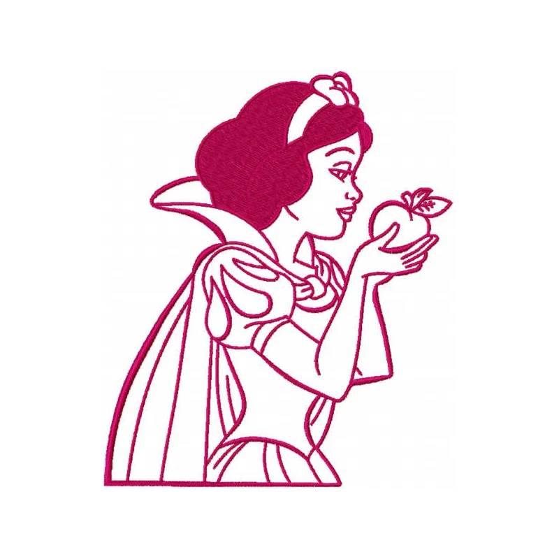 Snow White & Apple Stitching Pattern | Single Color Design
