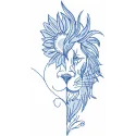 Blue Lion Sketch Stitching Pattern for Wildlife Lovers