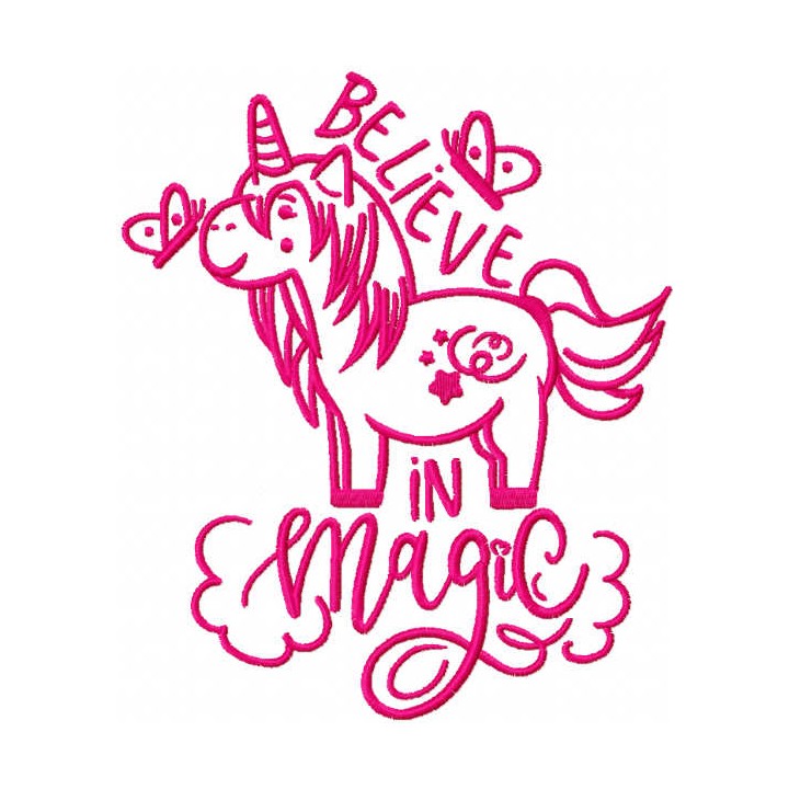 Unicorn believe in magic embroidery design - Embroidery Design