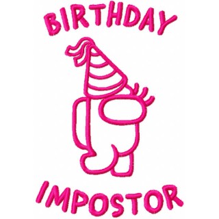 Birthday Impostor pink embroidery design - Embroidery Design