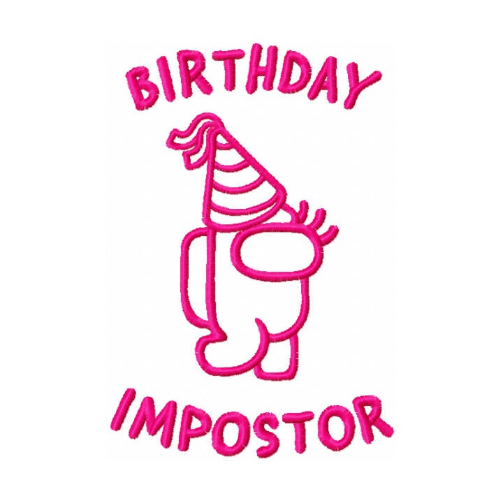 Birthday Impostor pink embroidery design - Embroidery Design