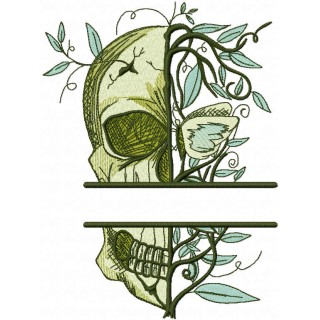 Skull Always Spring monogram embroidery design - Embroidery Design