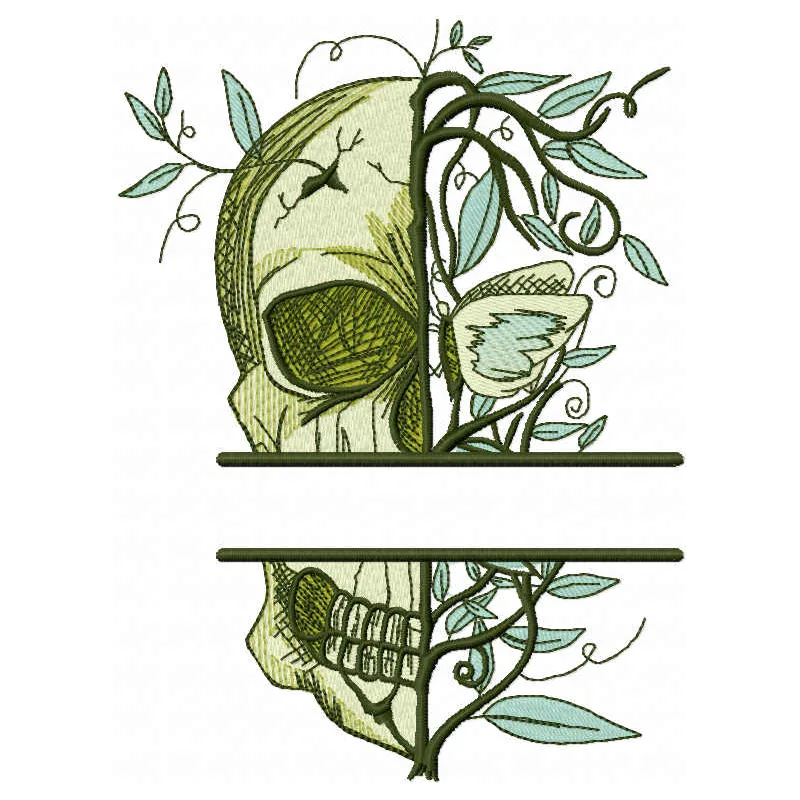 Skull Always Spring Monogram Stitching Pattern