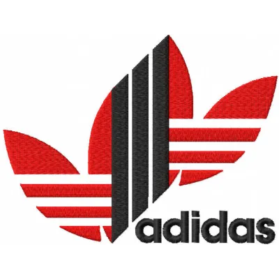 Adidas Red & Black Logo Stitching Pattern